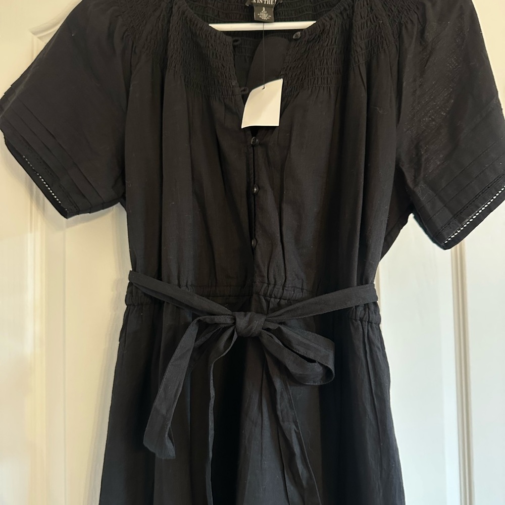 Pea in the Pod Black Maternity Linen Button-Down Dress - Picture 13 of 16